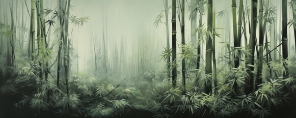 painting of bamboo trees Generative AI