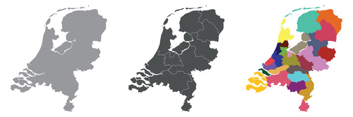 Netherlands map. Map of holland in set - obrazy, fototapety, plakaty