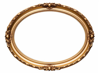 Moldura de espelho de imagem oval redonda antiga isolada em fundo branco