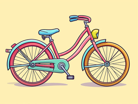 bicicleta clipart colorido. Design de desenho animado para impressão de camiseta, ícone, logotipo, etiqueta, patch ou adesivo. Ilustração vetorial,