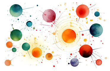 bright colored watercolor circles and splashes on a white background