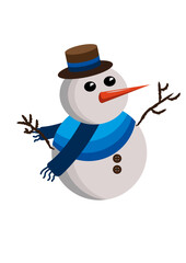 snowman with broom and hat