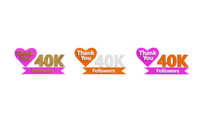 40K followers banner 3D design. thank you for 1K followers. 3D rendering.
