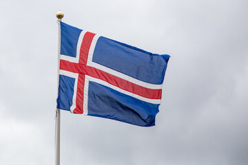 National flag of Iceland waving in the wind