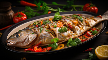 grilled trout with vegetables