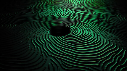 Dark Green Fingerprint Impression. Generative AI