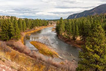 Blackfoot river valley. Autumn view from above. Montana, USA © Victoria Ditkovsky