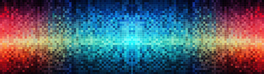 Fototapeta premium Colored pixel or squares, like TV, digital signal, seamless pattern, abstract background banner design