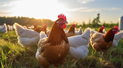 Organic Poultry Farming: Sustainable Practice with Chicken Flock. Generative ai
