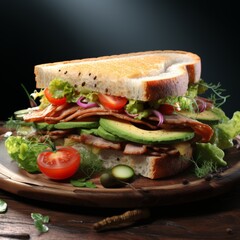 sandwich with vegetables and ham ai generated
