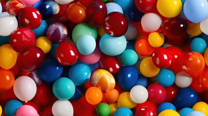  a bunch of different colored balloons are in a pile and one is red, white, blue, yellow, green, and orange.  generative ai