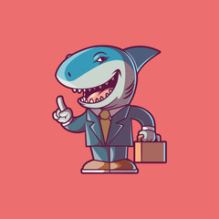 A Shark character dressed in a business suit vector illustration. Nature, business, mascot design concept.