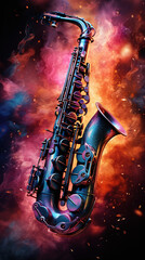 Fototapeta na wymiar saxophone in the space