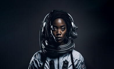 Portrait of a black woman astronaut