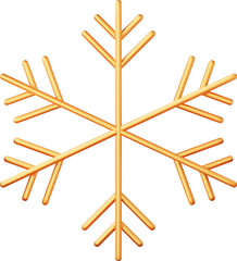 3D Golden Chrome Snowflake