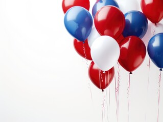 Patriotic Balloons, Include red, white, and blue balloons with the American flag for a festive party scene. Background.
