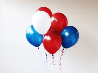 Poster Patriotic Balloons, Include red, white, and blue balloons with the American flag for a festive party scene. Background. © keystoker