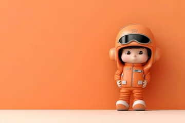Poster Design a 3D character of a pilot in uniform, representing adventure on a pastel orange canvas. generative AI © yj