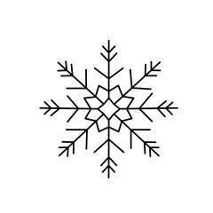Snowflake Christmas simple doodle linear hand drawn vector illustration, winter holidays New Year elements for seasons greetings cards, invitations, banner, poster, stickers
