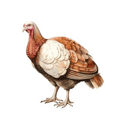 bird turkey for thanksgiving day dinner watercolor on white background greeting card design