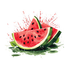Hand Drawn Flat Color Watermelon Illustration