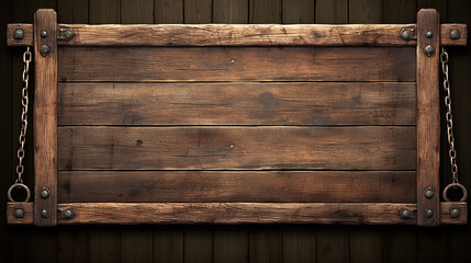 placa de madeira pendurada em correntes isoladas de fundo branco