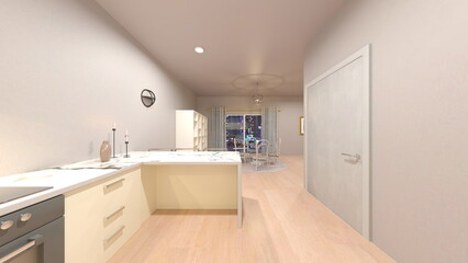 夜景が見えるダイニングルーム