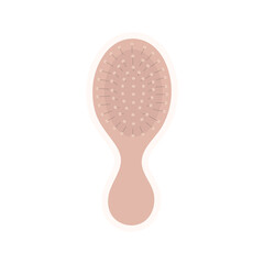 Pink hair brush icon isolated. Brush vector illustration. Travel pink brush icon. Small hair brush illustration. 