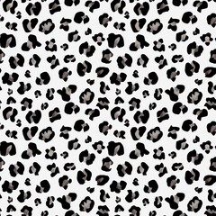 Leopard black gray seamless background. Watercolor hand drawn animal skin texture.