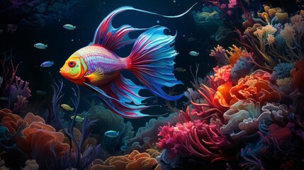 Fototapeta na wymiar colorful fish illustration ai generated