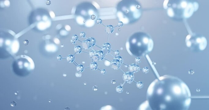 Dexmedetomidine, rotating 3D model of sedatives, seamless looped video, molecular structure with selective focus