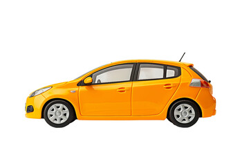 Fototapeta na wymiar Contemporary yellow rental vehicle in yellow isolated on transparent background, Generative Ai
