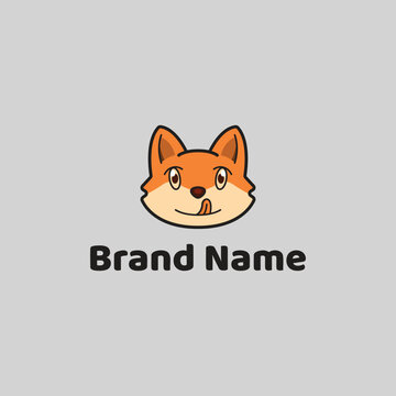 Cute Fox Minimalist Character Logo Icon