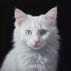 White cat portrait concept. Generated AI