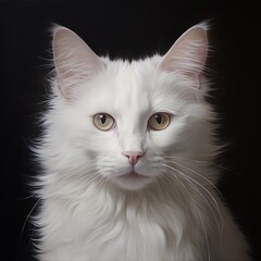 White cat portrait concept. Generated AI