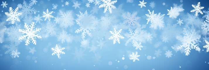 Naklejka na ściany i meble Minimal snowflake panorama background, snowflake banner