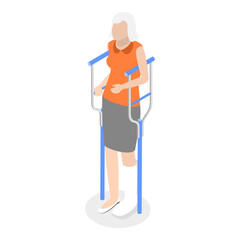 Fototapeta premium 3D Isometric Flat Vector Set of Disabled Senior People, Characters with Disability. Item 4