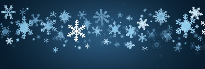 Minimal snowflake panorama background, snowflake banner