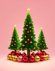 Fototapeta premium red christmas tree