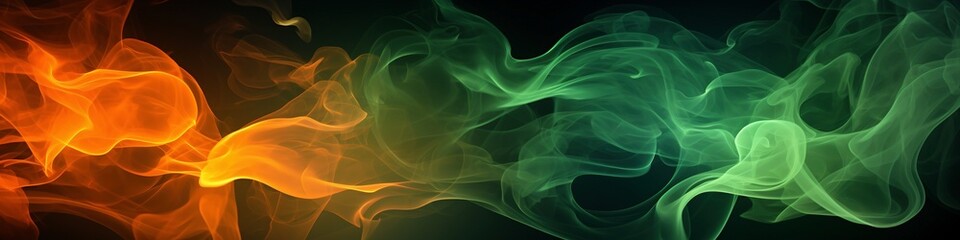 green and yellow fire and flames and smoke abstract web banner background wallpaper