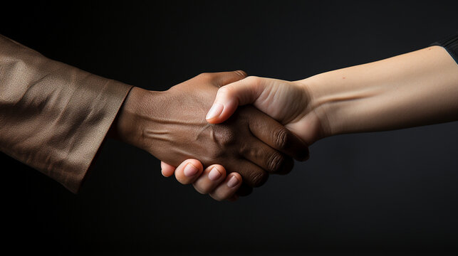A global handshake with hands of different ethnicities reaching out