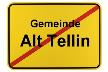 Illustration eines Ortsschildes der Gemeinde Alt Tellin in Mecklenburg-Vorpommern