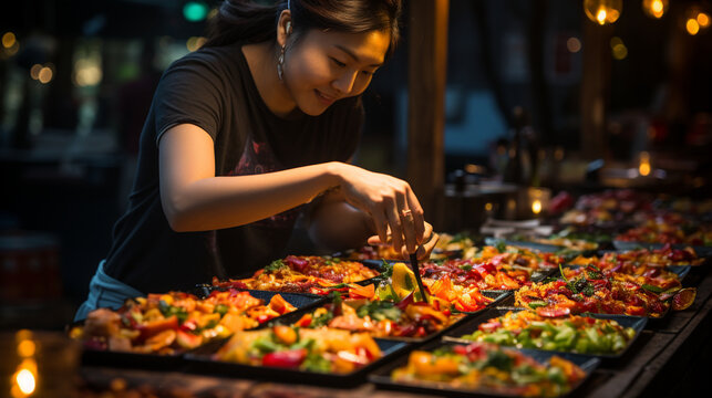 A street food festival offering cuisines from around the world