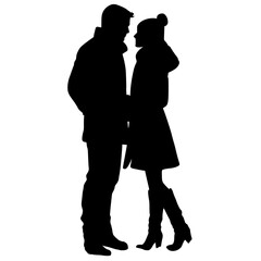 Couple in Love Silhouette Winter Clothing