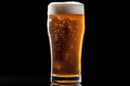 Closeup of a glass of beer