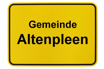 Illustration eines Ortsschildes der Gemeinde Altenpleen in Mecklenburg-Vorpommern