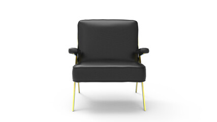Obraz premium Modern black leather armchair isolated on white background. Furniture Collection 