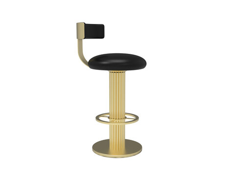  modern black bar stool with single steel leg isolated on white background
