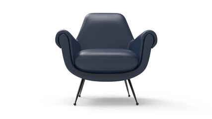 Blue modern armchair isolated on white background. 3d model render furniture