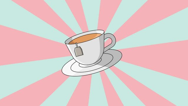 Animated icon of a cup of tea with a rotating background
